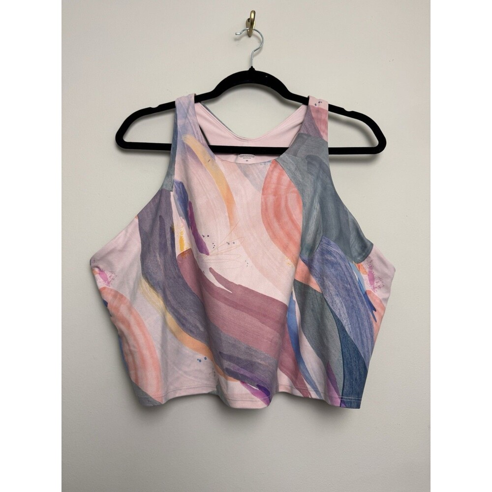 Athleta Racerback Built In Bra Plus Size 3X Watercolor Crop Tank Sleeveless